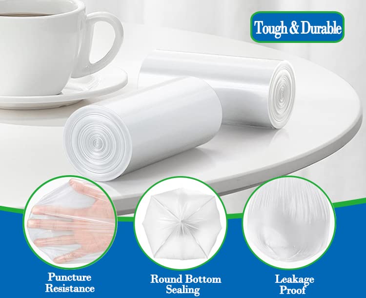 HOMMALY 6 Gallon 70 pcs Clear Trash Bags Strong Clear Garbage Bags, Bathroom Trash Can Bin Liners, Plastic Bags for Office Home Kitchen, Fit 6 gallon,7 gallon Waste Basket Liner 5,6,7 Gal(6G70-Clear) - Image 4
